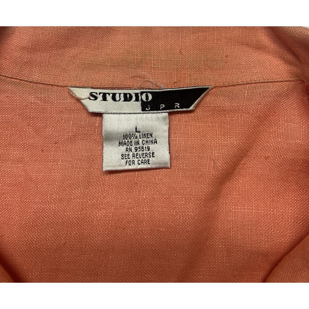 Vintage Studio JPR Womens 100% Linen Short Sleeve Button Down Shirt Coral Size L - Picture 9 of 9